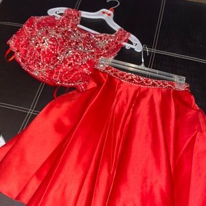 Red two piece formal homecoming dress wore once